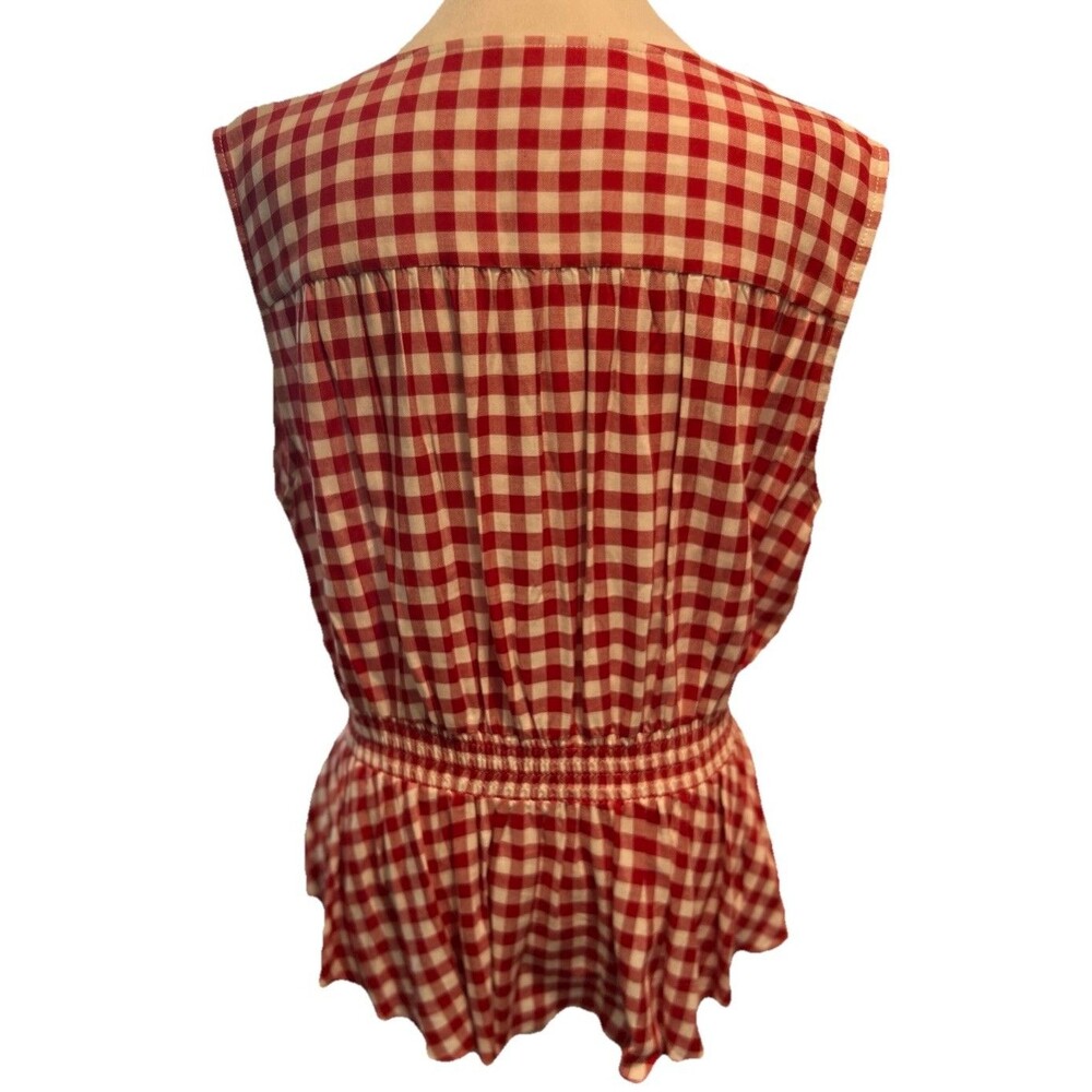 Est 1946 Red & White Gingham Check Sleeveless Peplum Blouse Size Large - Picture 2 of 8